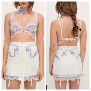 For Love & Lemons Festival Rose Bra & Skirt Lace Set